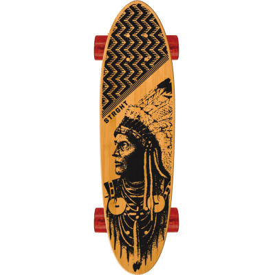 Classic Cruiser Skateboard in Bamboo - Skates with Wolves Design