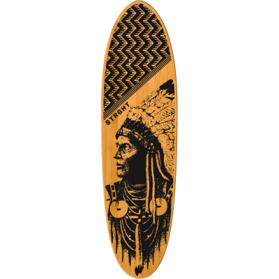Classic Cruiser Skateboard in Bamboo - Skates with Wolves Design (Deck Only)