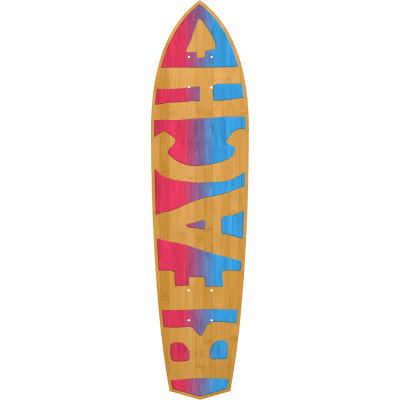 Diamond Tail Cruiser Skateboard in Bamboo - Beach Cruiser Design - (Deck Only)