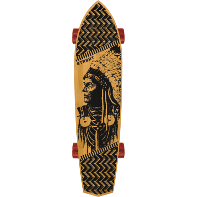 Diamond Tail Cruiser Skateboard in Bamboo - Skates with Wolves Design