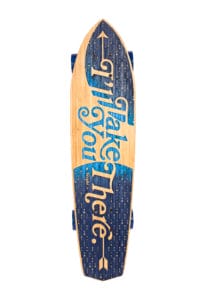 Diamond Tail Cruiser Skateboard in Bamboo - I'll Take You There in Navy and Neon Blue